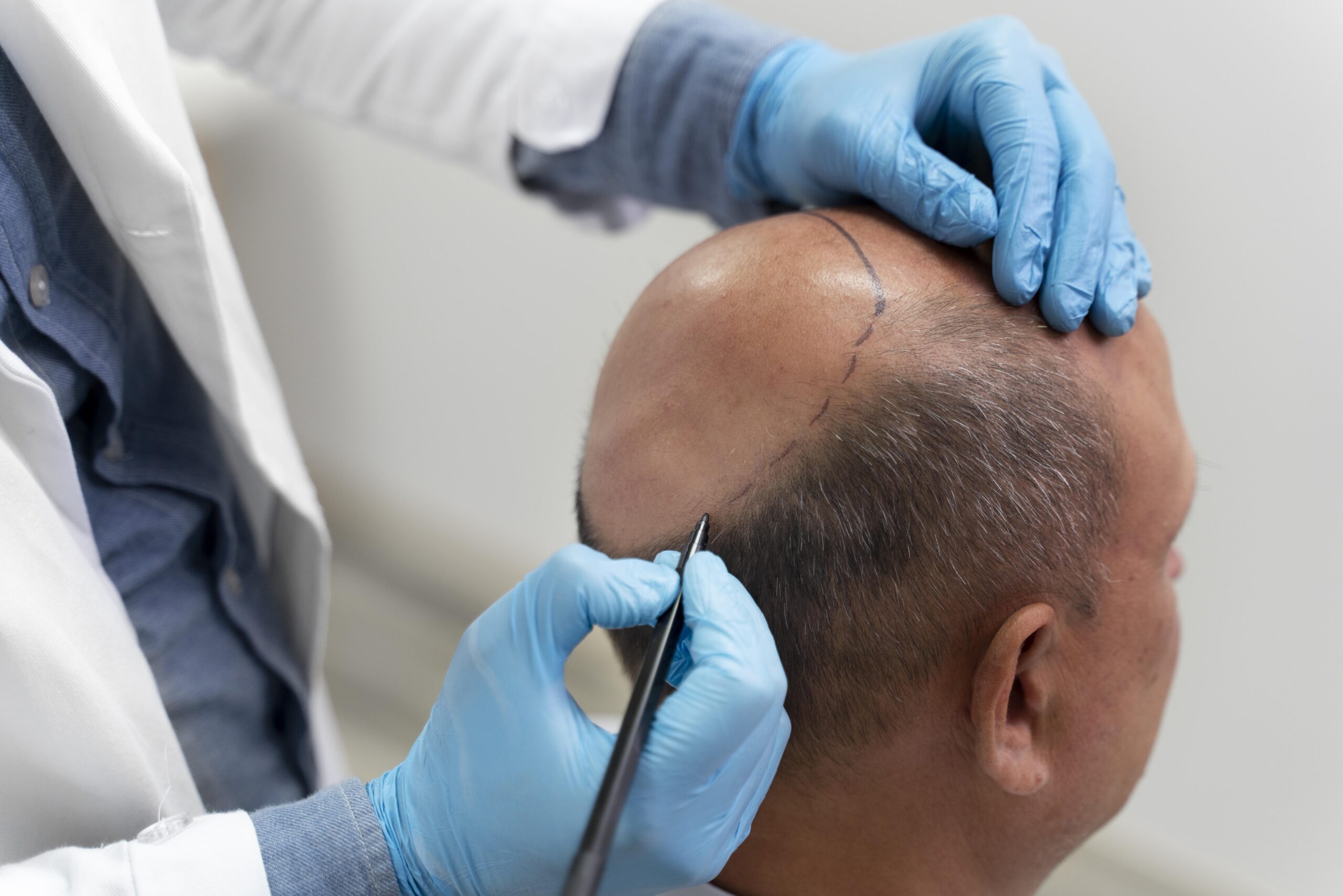 man going through follicular unit extraction process scaled